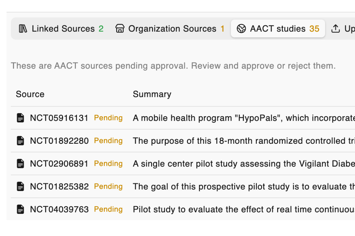 Source management interface